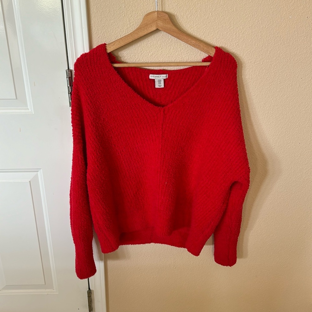 Fuzzy red sweater